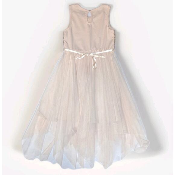 Lilt Tulle Sequin Gold Pink Flower Girl Formal Sleeveless Dress Girls Size 12 - Picture 2 of 8